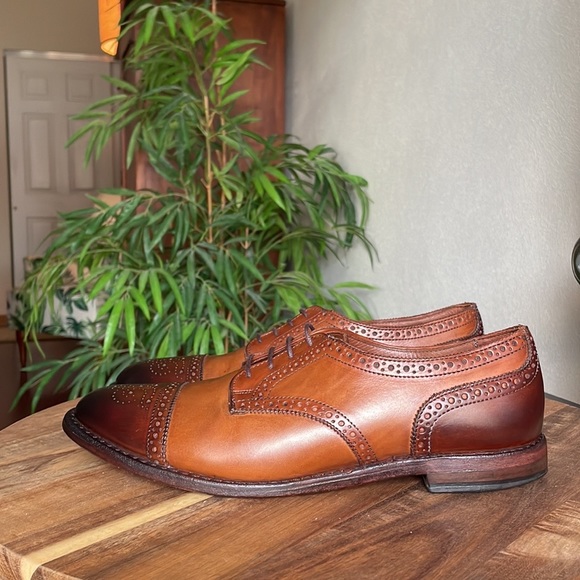 Allen Edmonds Other - Allen Edmonds Oxfords Mens 8.5 Tan Brown Leather Wingtip Dress Burnished Cognac